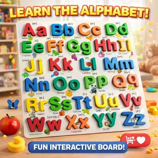 Interactive Alphabet Learning Board – 3D Colorful ABC Puzzle for Early Literacy & Vocabulary